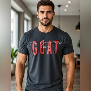 Gray T-Shirt with Red Graphic Print